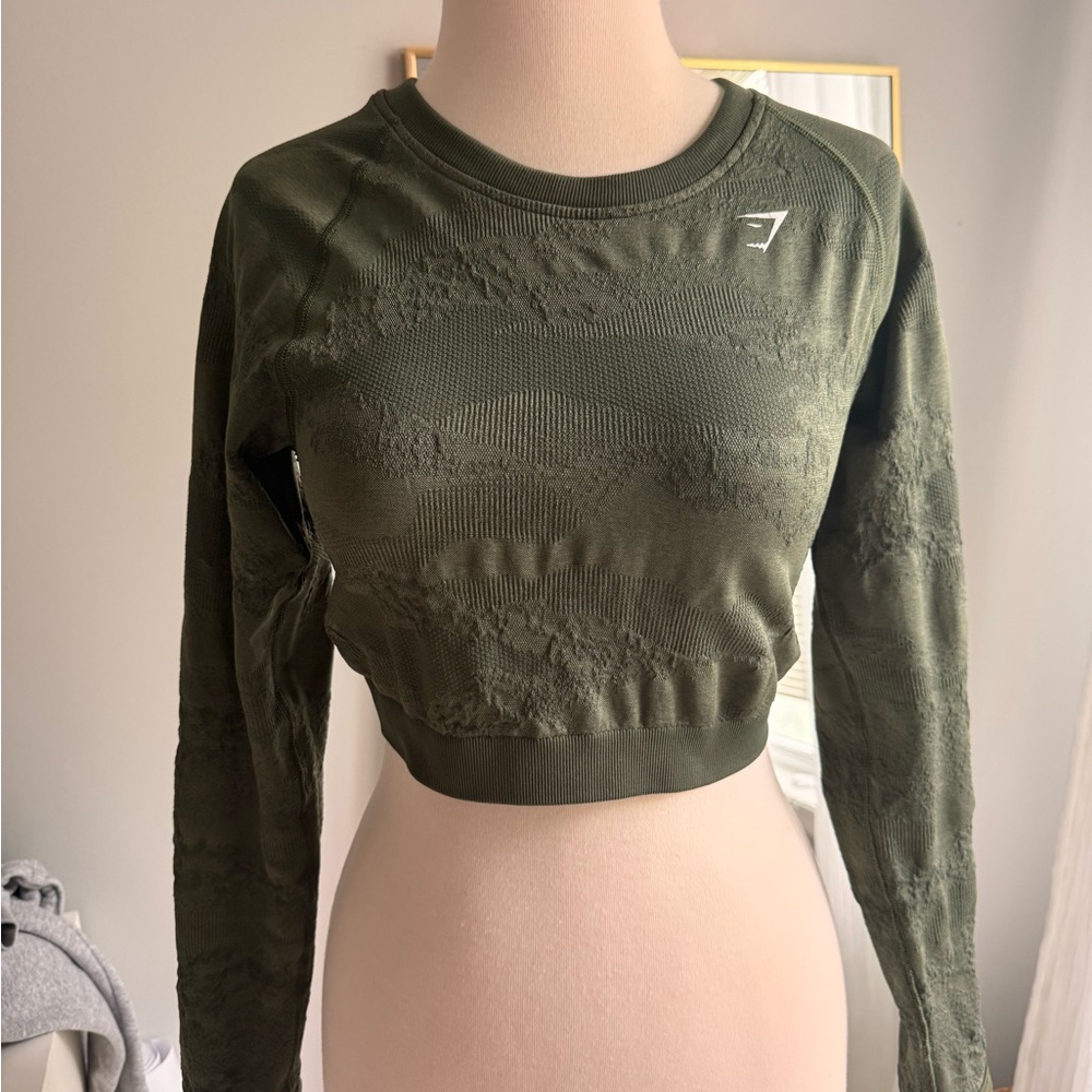 Gymshark Olive Seamless Long Sleeve Crop Top